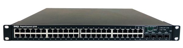 SWITCH DELL POWERCONNECT 6248 48-Ports Gigabit (4) 1G SFP /w 10GE XFP DUAL PORT STACKING MODULE (P/N: FJ727) w/ Rkmnts