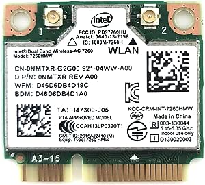 INTEL WIRELESS CARD 7260 WLAN WIFI 802.11 ac/a/b/g/n + BLUETOOTH 4.0 DUAL BAND