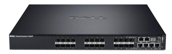 SWITCH DELL POWERCONNECT 7024F 24-Ports - (24) 1G SFP 10GbE CX4 DUAL PORT STACKING MODULE (P/N: RNDV3) w/ Rkmnts